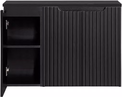 Mueble de baño bajo lavabo Newport en.casa con 3 puertas de cierre suave, color negro mate, An/P/Al: 90.4 x 40 x 59.5 cm