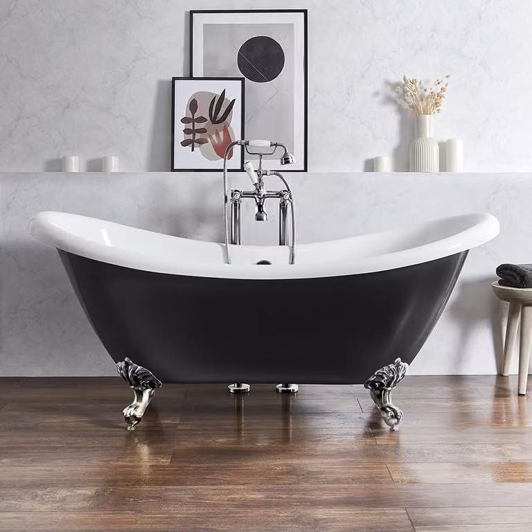 Bañera exenta ovalada Hudson Reed en color negro de acrílico, An/P/Al: 175 x 73 x 77 cm
