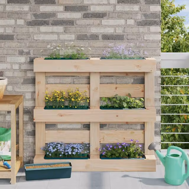 Set de 24 cajas de flores para palets euro Maison Exclusive en polipropileno color verde