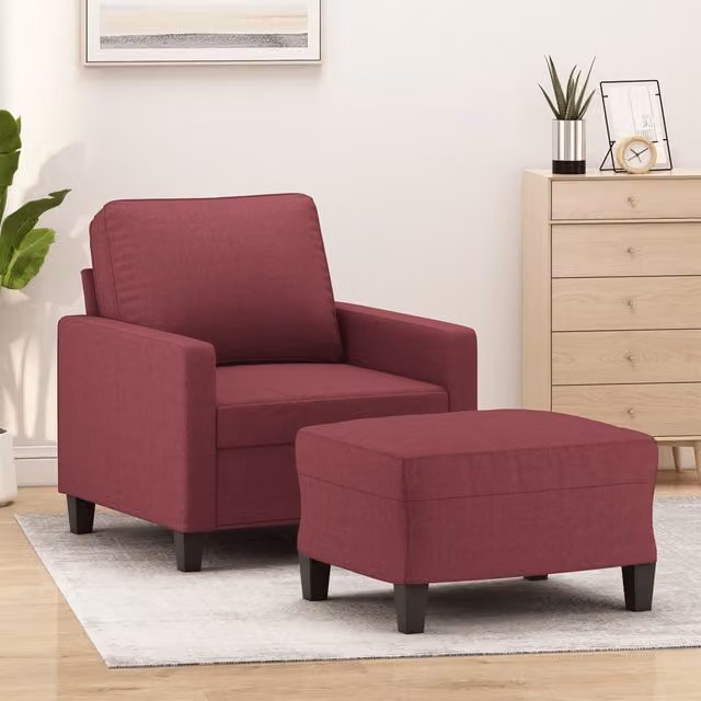Sillón relax con taburete vidaXL en tela roja para salón