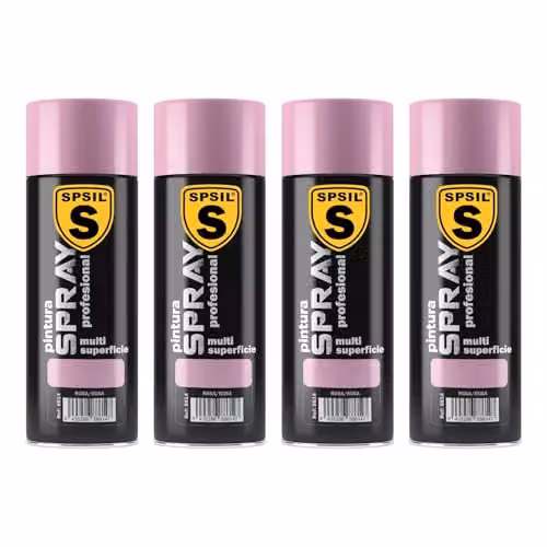 Pack de 4 unidades de Pintura Spray Profesional SPSIL Brillante Rosa de 200 ml para Madera y Plástico con Secado Rápido