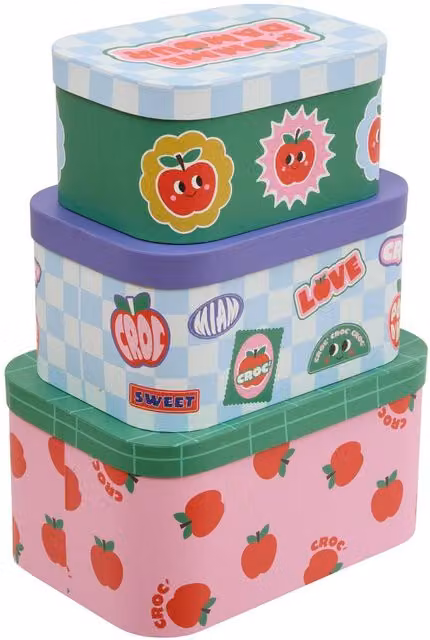 Set de 3 cajas de almacenaje infantiles Cha Cha Pop de Atmosphera en multicolor y rosa con tapa, apilables y de cartón, An/P/Al: 28 x 32,4 x 36,8 cm