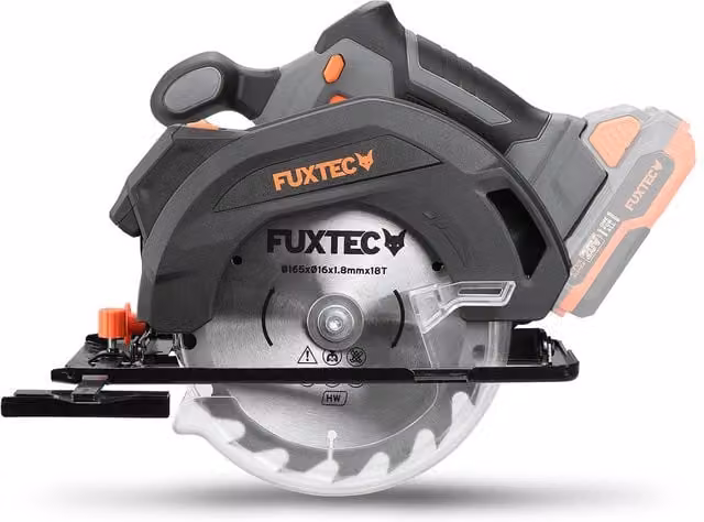 Sierra circular sin cable Fuxtec 20V FX-E1CS20 en color negro, sin batería ni cargador