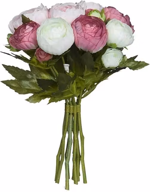 Flor artificial Ranunculus de Mica Decorations en colores rosa y multicolor, material plástico y textil, Altura: 22 cm, Ancho: 19 cm, Profundidad: 19 cm