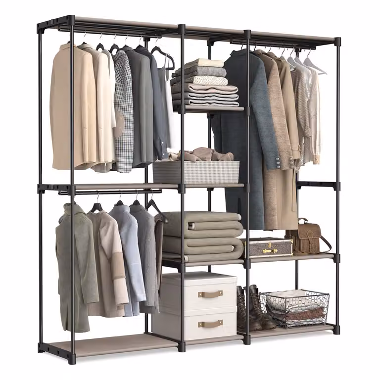 Armario abierto SONGMICS con estructura de metal y estantes, An/P/Al: 182 x 43 x 182 cm