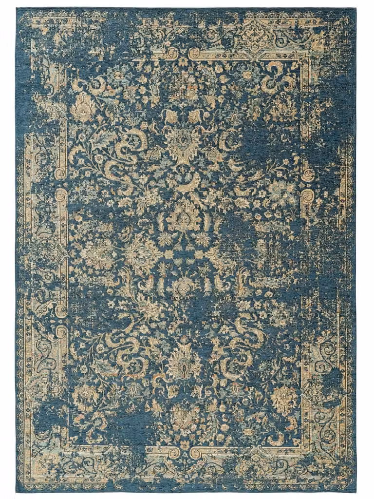 Alfombra Benuta de estilo patchwork y diseño clásico en color azul, An/P: 100 x 160 cm