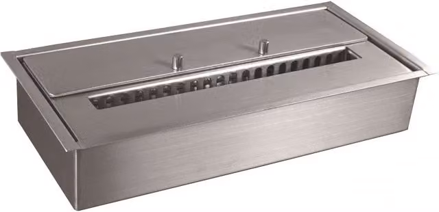 Quemador de bioetanol insertable de doble capa Tecno Air System color plata con capacidad de 4,5 l y apagafuegos