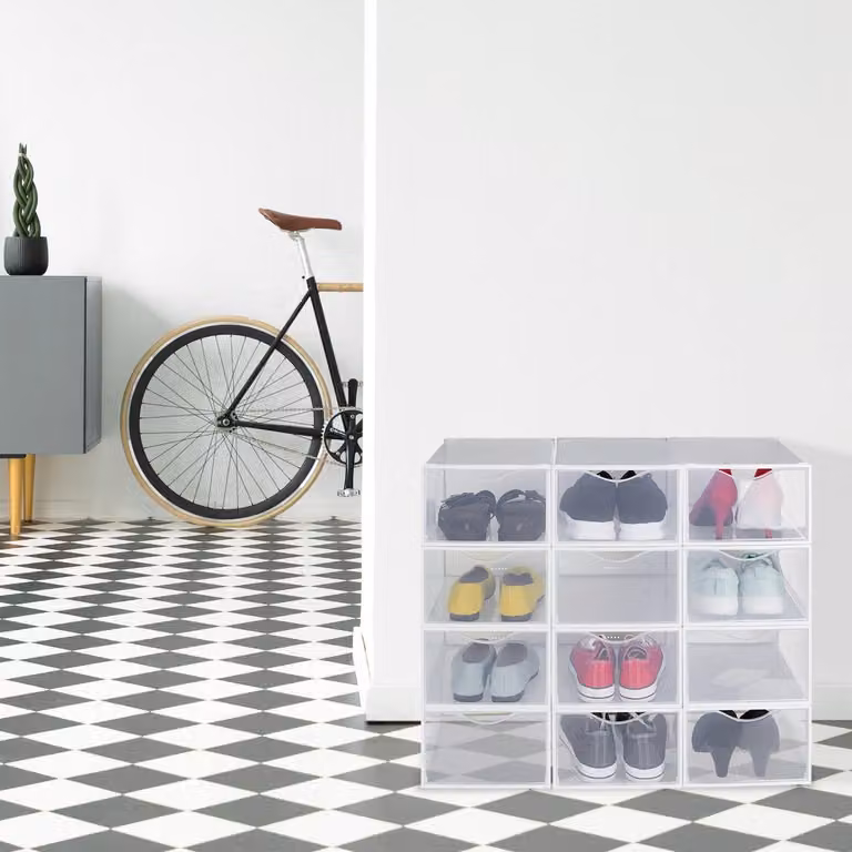 Juego de 12 cajas Northix transparentes de plástico apilables con tapa para guardar zapatos