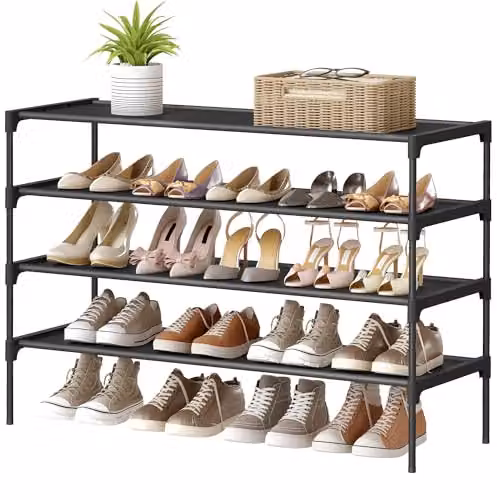 Zapatero SONGMICS de 4 niveles con estantes ajustables en color negro, An/P/Al: 91,8 x 29,7 x 63,5 cm