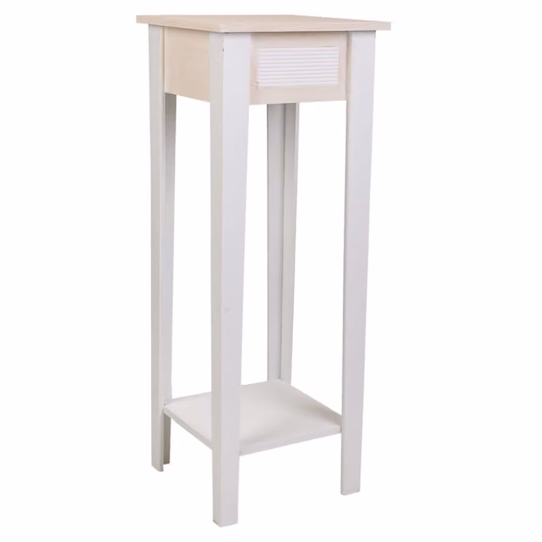 Soporte para maceta de madera WANDERLUST en color blanco, estilo colonial, An/P/Al: 30 x 30 x 80 cm