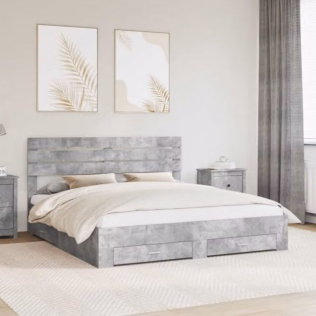 Estructura de cama moderna con cajón Maison Exclusive en color gris, An/P/Al: 180 x 200 x 183 cm