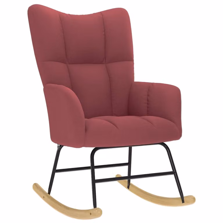 Silla mecedora de tela vidaXL en color rojo para adultos