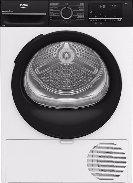 Secadora de bomba de calor Beko BM3T49240W de 9 kg, carga frontal, color blanco, clase C