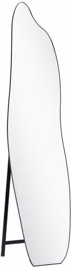 Espejo de cuerpo entero de pie HOMCOM con forma orgánica irregular en negro y plata, fabricado en vidrio y metal, An/P/Al: 40 x 1 x 160 cm