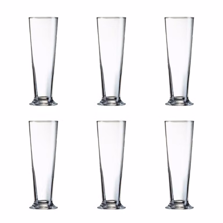 Juego de 6 vasos de cerveza Arcoroc de vidrio transparente de 390 ml