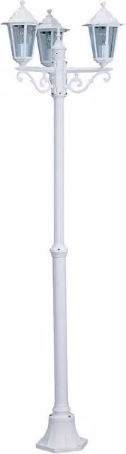 Farol de jardín Orlando Luxform con 3 lámparas, color blanco, Altura: 217 cm