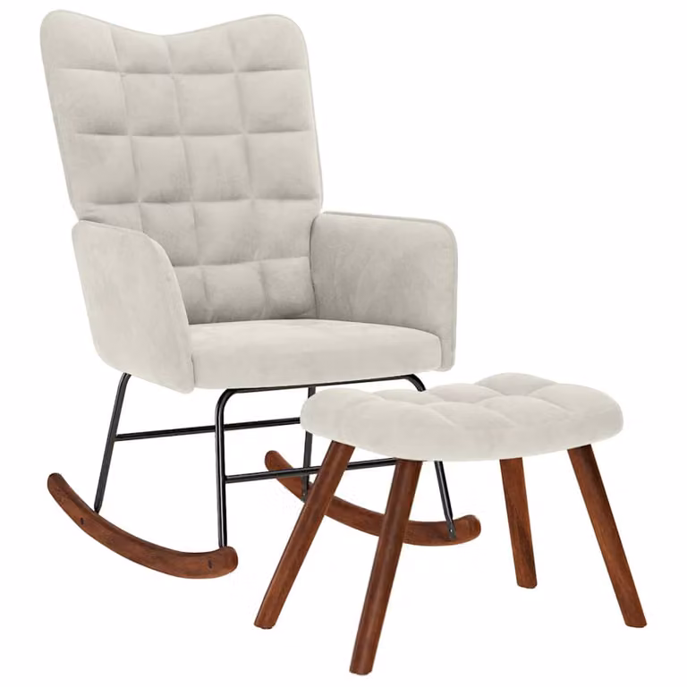 Mecedora relax tipo tub con reposapiés de terciopelo beige vidaXL
