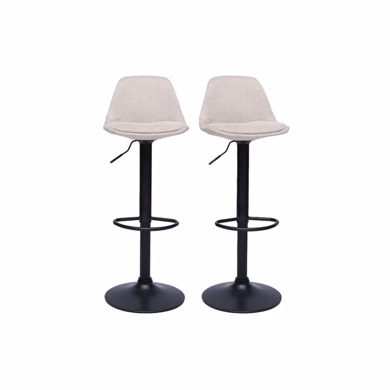 Juego de 2 taburetes de bar Miliboo Steevy en terciopelo beige con estructura de metal plateado