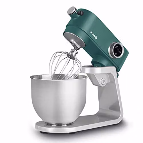 Robot de cocina multifunción H.Koenig KM128 de 5L en acero inoxidable, color verde, gris y plata, con 8 velocidades y 800 W