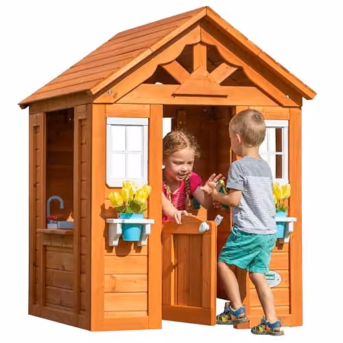 Casita de juegos de madera Backyard Discovery Timberlake en color marrón para exterior