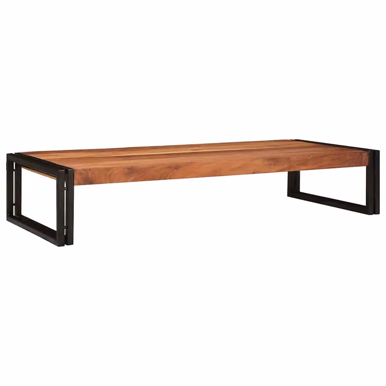 Estante de baño vidaXL de madera de acacia y metal, color marrón y negro, An/P/Al: 120 x 50 x 23 cm