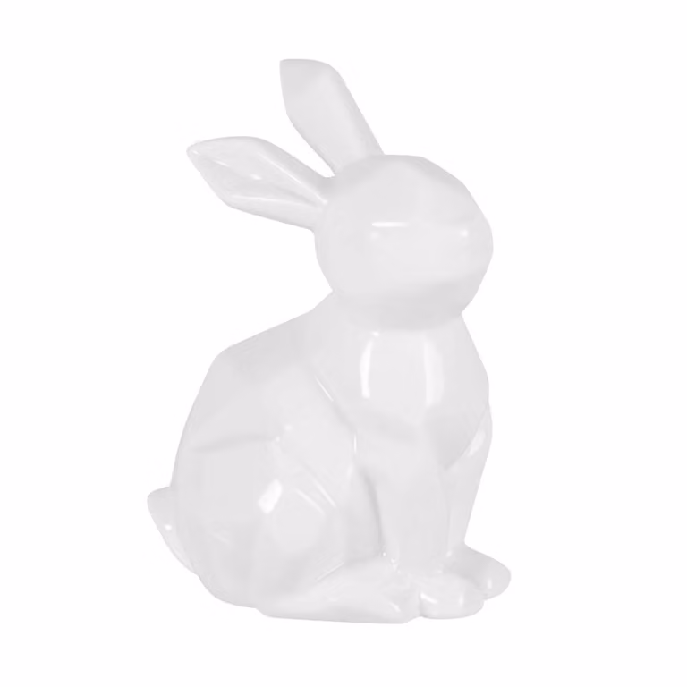 Figura de conejo de origami de porcelana blanca Maisons du Monde, Altura: 15 cm