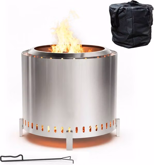 Fire Bowl de acero inoxidable sin humo NORTHIX en color plata, Diámetro: 49 cm