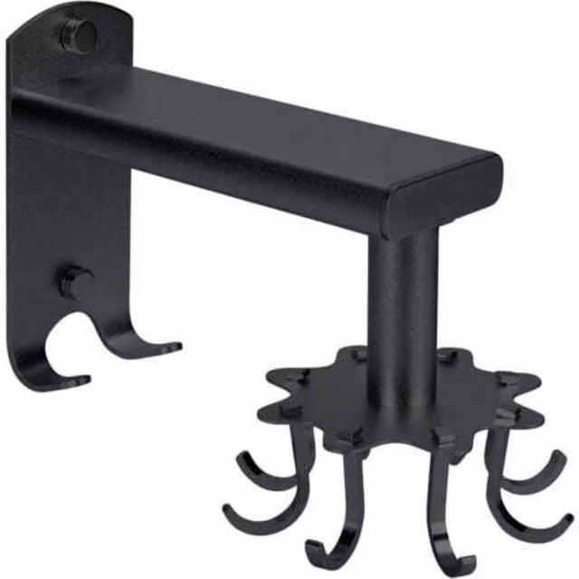 Soporte de pared autoadhesivo para utensilios de cocina XISRENS con 8 ganchos giratorios de aluminio en color negro
