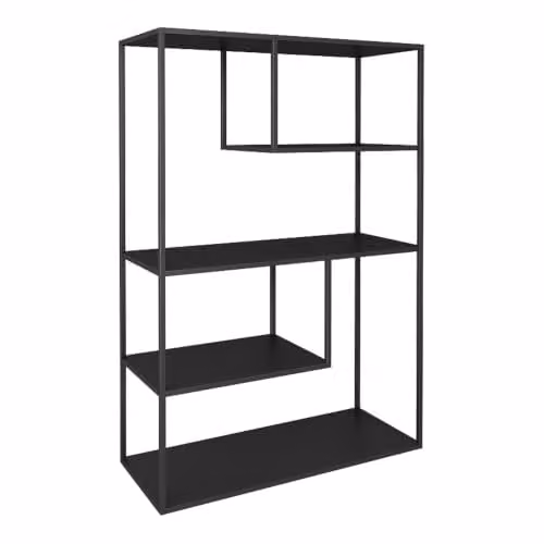 Librería de diseño moderna Helloshop26 para salón con 4 niveles en metal y MDF color negro mate