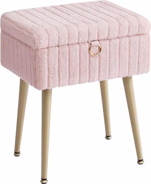Taburete de tocador Songmics acolchado en rosa y dorado con estructura de metal para salón o dormitorio