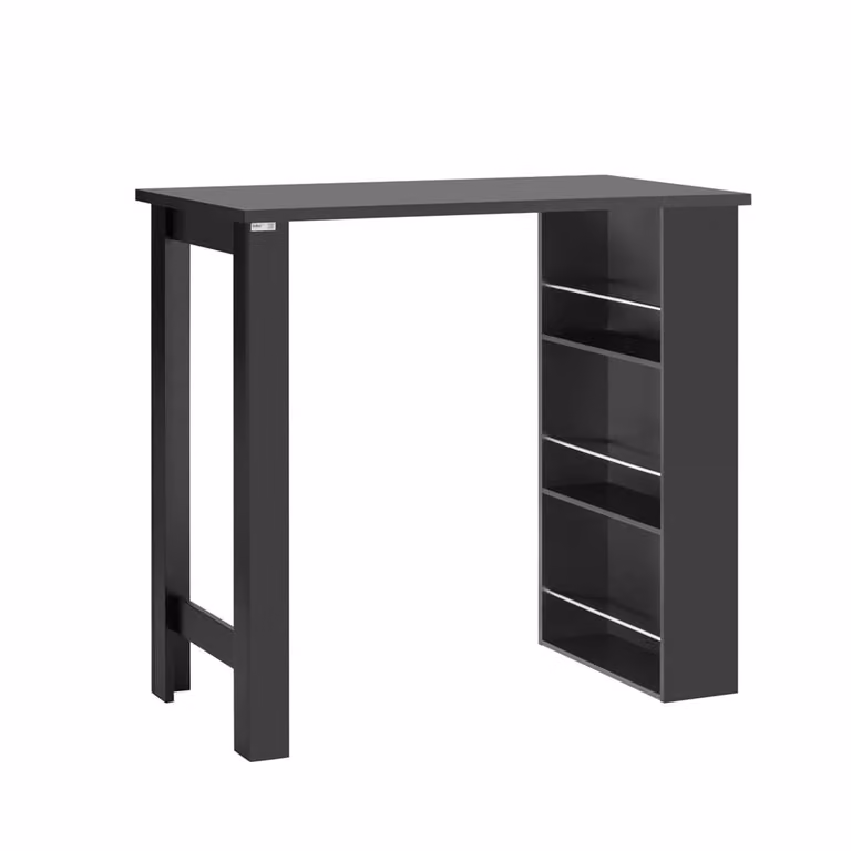 Mesa de bar alta Sobuy con 3 estantes en color negro para cocina o salón, An/P/Al: 112 x 57 x 106 cm