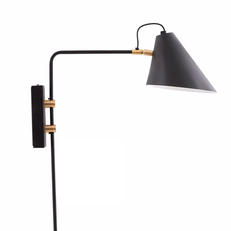 Aplique de pared Club de House Doctor en metal negro y cobre con brazo ajustable