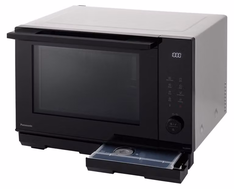 Microondas combinado Panasonic NN-DS59NMETG con grill y convección, 27 litros, color plata y negro, con pantalla LED táctil