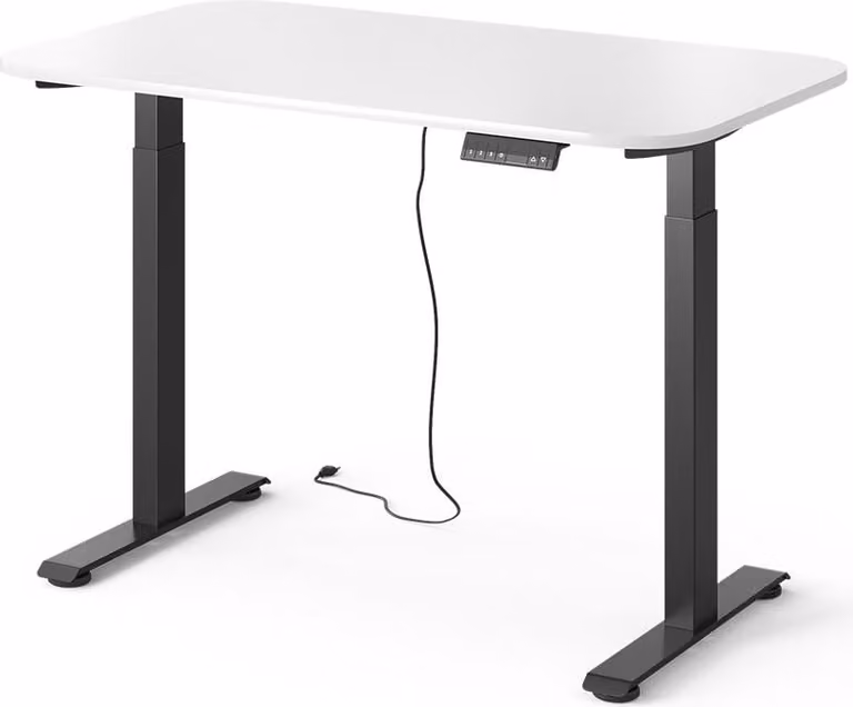 Escritorio regulable en altura Vicco Elevate con 2 motores, Blanco y Negro, An: 120 cm, P: 70 cm