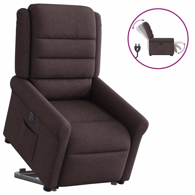 Sillón eléctrico reclinable y elevable vidaXL de tela marrón oscuro con reposabrazos para mayores
