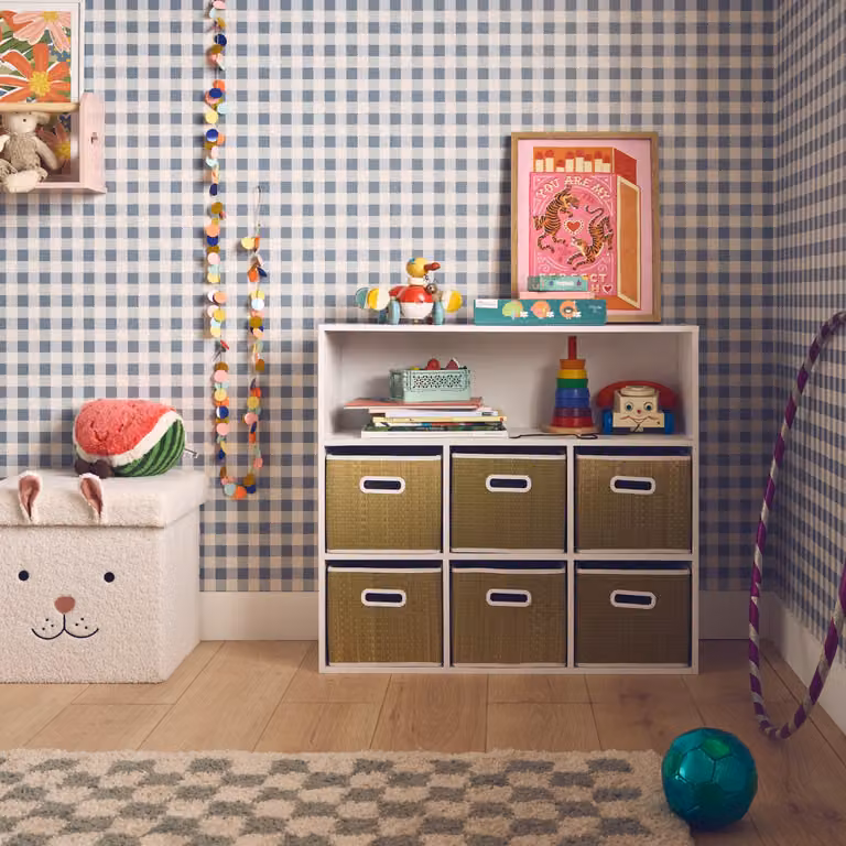 Mueble infantil Camille de Sweeek con 6 cestas de ratán en color natural, An/P/Al: 129.5 x 72.2 x 70 cm