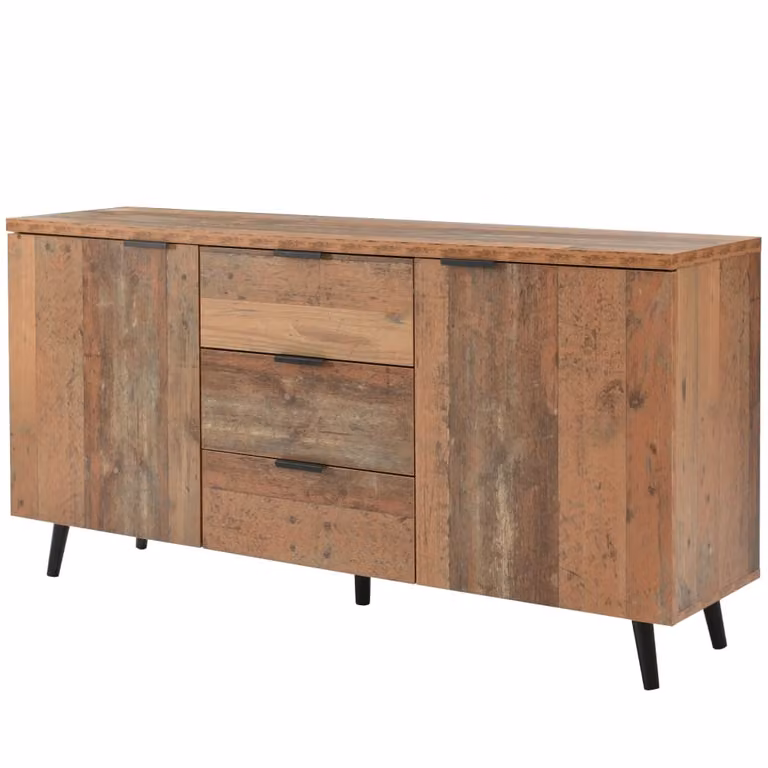Mueble de oficina Urban Meuble de estilo rústico con 2 puertas y 3 cajones en color marrón y negro