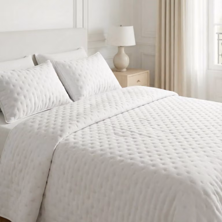 Colcha acolchada extrasuave de microfibra blanca para cama de 180 cm, An/P: 280 x 270 cm