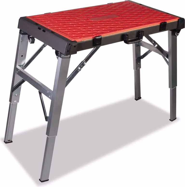 Mesa de trabajo plegable Rubi 4 en 1 roja con acero inoxidable y plástico An/P/Al: 80 x 80 x 47 cm