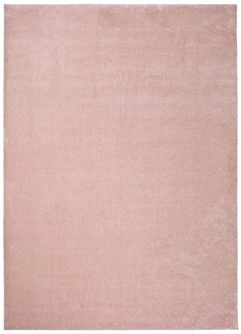 Alfombra de polipropileno Atticgo color rosa con diseño liso y pelo mediano, An/P: 140 x 200 cm