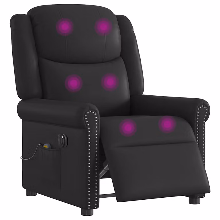 Sillón reclinable de masaje eléctrico vidaXL en negro brillante y piel sintética