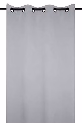 Cortina Nishane Rideau Notte Gris de color gris con ojales y acabado opaco, An/Al: 135 x 250 cm
