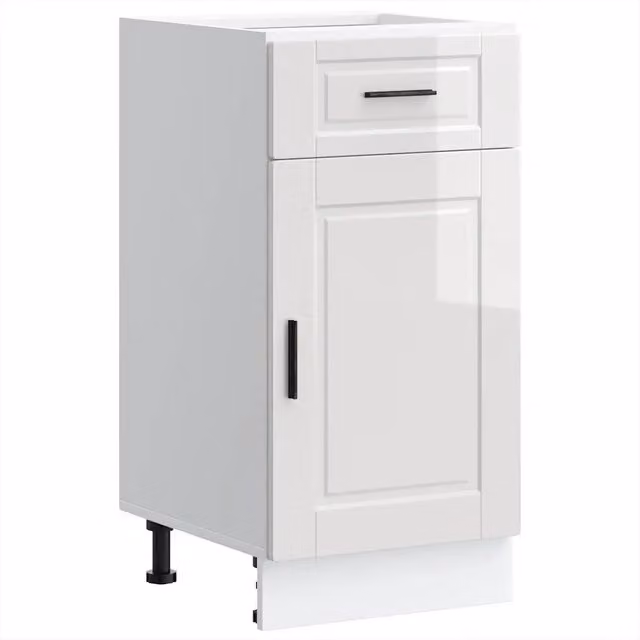 Armario de cocina Helloshop26 de estilo moderno en color blanco brillante, fabricado en madera de ingeniería, An/P/Al: 40 x 46 x 81,5 cm