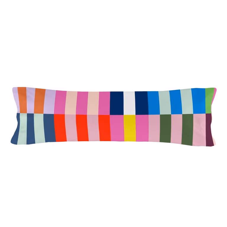 Funda de almohada Happyfriday de algodón multicolor con diseño retro y gráfico, An/P/Al: 125 x 45 cm