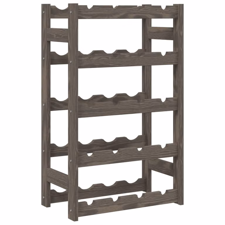 Botellero de pared vidaXL para 20 botellas de madera maciza de pino en color gris