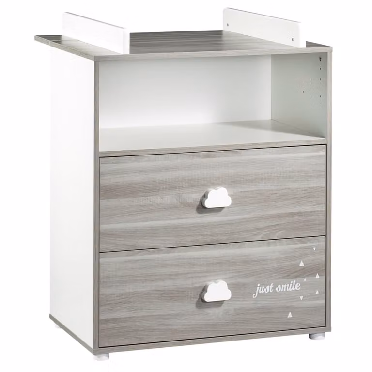 Cambiador de madera Baby Price estilo escandinavo en color blanco o gris con acabado lacado de roble