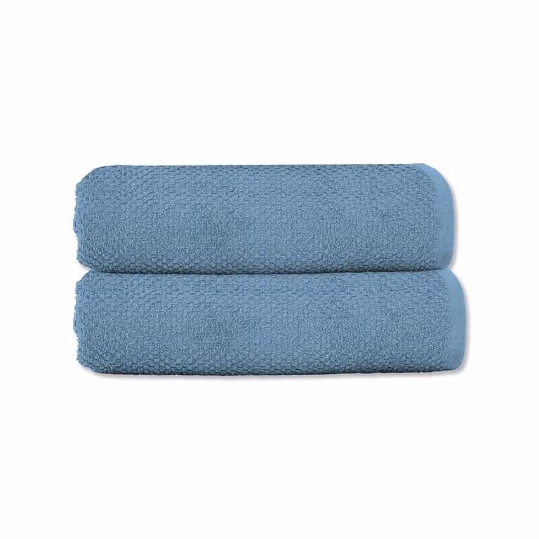 Juego de 2 toallas de baño de rizo de algodón azul de GUY LEVASSEUR, An/P/Al: 90 x 50 cm