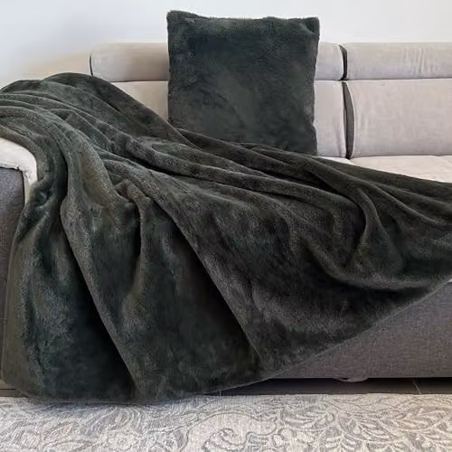 Manta de pelo sintético PETIT ALO para sofá y cama, suave y lavable, color verde, An/P: 130 x 170 cm