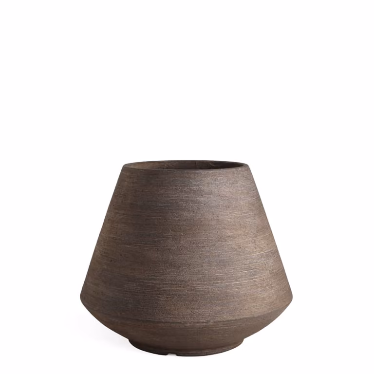 Macetero decorativo moderno Sia Deco de cemento color marrón redondo para mesa, Diámetro: 54,5 cm, Altura: 45,5 cm