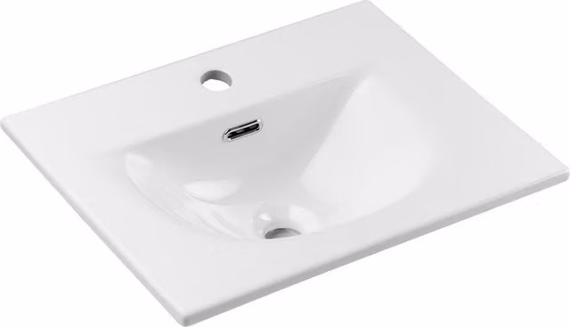 Lavabo rectangular de empotrar Meublorama en cerámica blanca con rebosadero An/P/Al: 51 x 40 x 15 cm